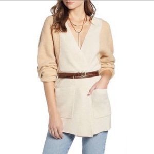 Something Navy Beige Color Block Cardigan